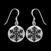 925 Sterling Silver Earrings, Round, Circle, Winter, Snowflake, Snow, Christmas, Holidays