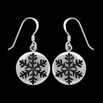 925 Sterling Silver Earrings, Round, Circle, Winter, Snowflake, Snow, Christmas, Holidays