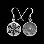 925 Sterling Silver Earrings, Round, Circle, Winter, Snowflake, Snow, Christmas, Holidays