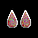 925 Sterling Silver Teardrop Earrings, Pink Opal Earrings, Rain Drop Earrings, Studs, Posts