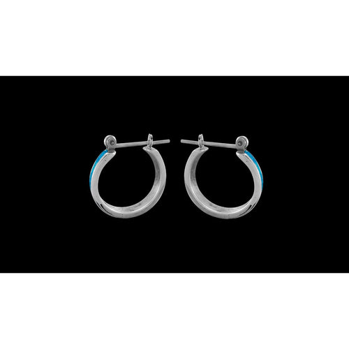 925 Sterling Silver Hoop Earrings inlaid with Kingman Turquoise