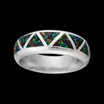 Navajo Wedding Band Ring • Mixed Opal • Native American Handcrafted • 925 Sterling Silver