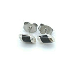 Southwestern Stud Earrings • Sterling Silver • Inlaid with Black Resin • Handcrafted