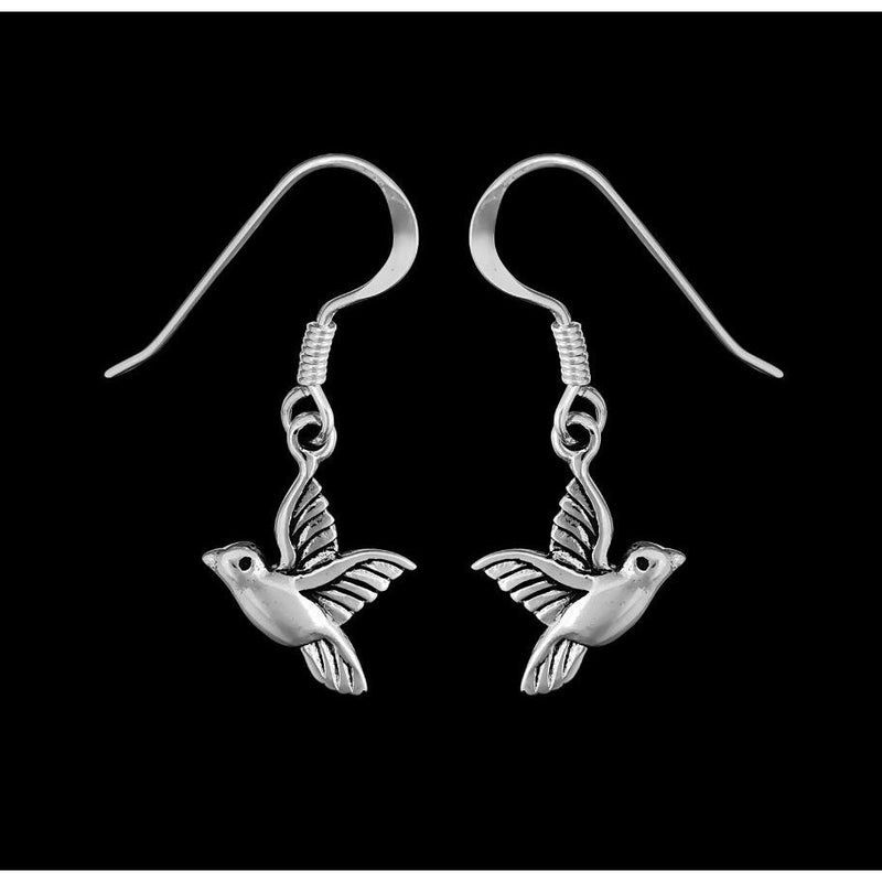 Sterling Silver Flying Bird Dangle Earrings