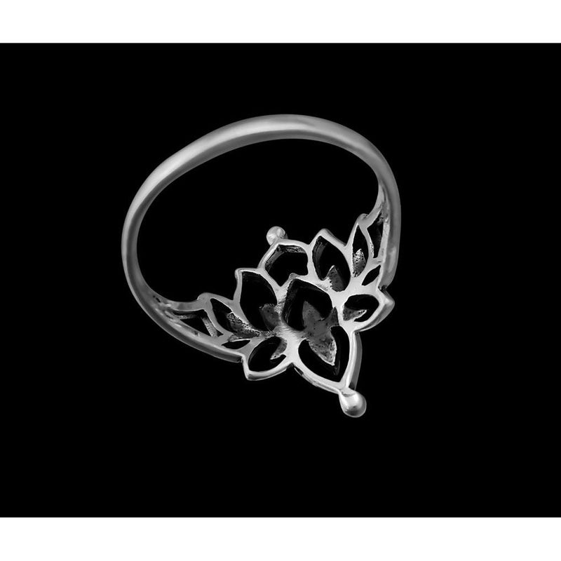 Ornate Lotus Ring • Sterling Silver • Intricate Blooming Flower