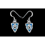Sterling Silver and Turquoise Bear Paw Arrowhead Dangle Earrings