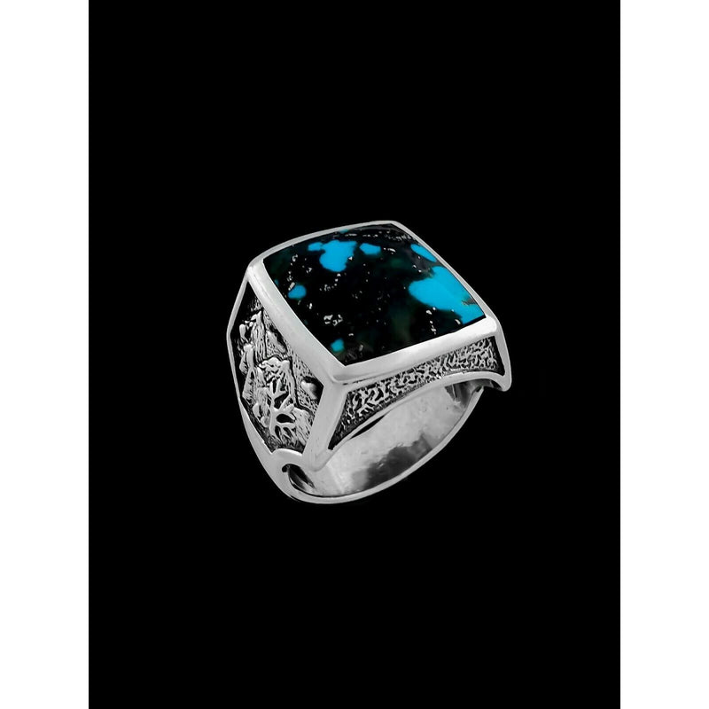 Mountain Ring • 925 Sterling Silver • Morenci Turquoise • Size 8 • Navajo Handmade