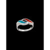 Handmade Navajo Ring with Turquoise and Coral • 925 Sterling Silver • Tribal Design