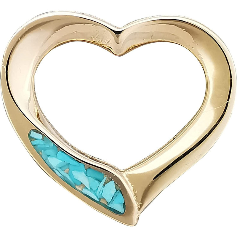 Gold Heart Pendant, 14kt Gold Heart, Gold and Turquoise Heart Pendant