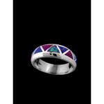 Size 4 - Navajo Wedding Band Ring • Opal and Sugilite Ring • 925 Sterling Silver • Native American