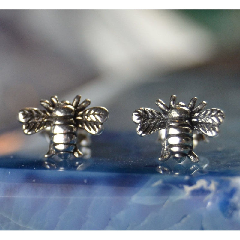 Sterling Silver Bumble Honey Bee stud post earrings