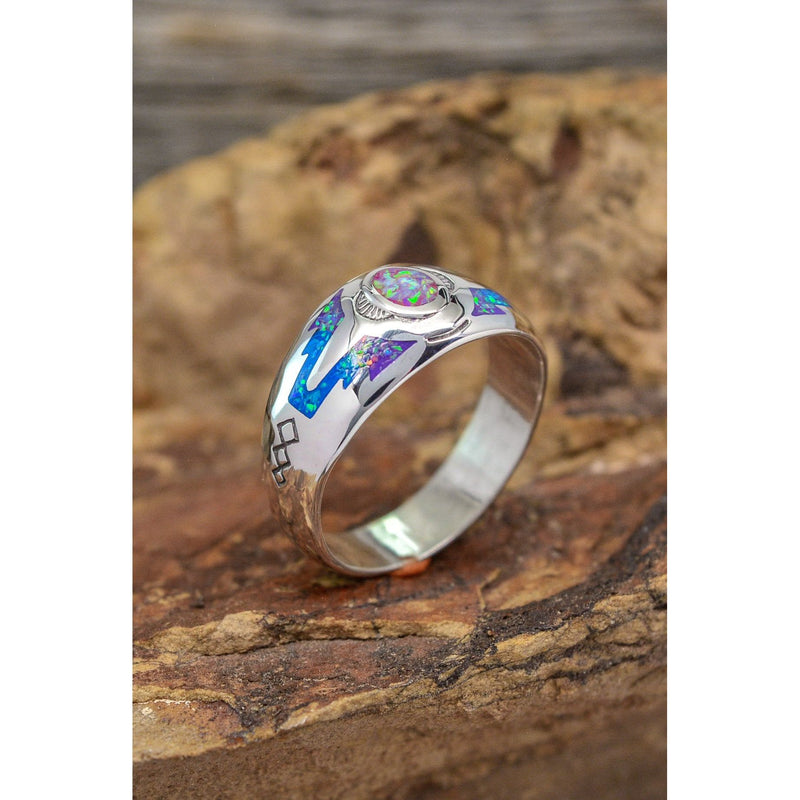 Southwestern Navajo Handmade Ring • Opal Ring • Native American Style • 925 Sterling Silver