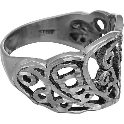 Sterling Silver Diamond Cut Filigree Heart Ring