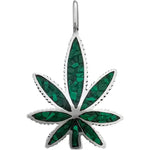 Cannabis Leaf Pendant inlaid with Green Malachite