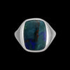 Size 10.5-925 Sterling Silver Rectangular Azurite Cabochon Ring, Simple Rounded Geometric Design, Handmade Gemstone Jewelry, Statement Birthstone Band