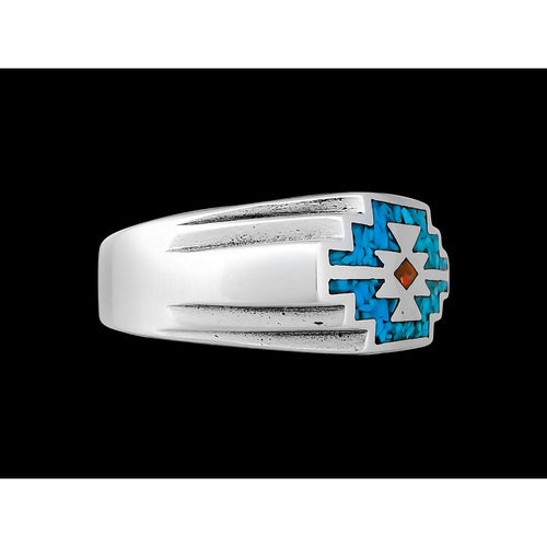 Zia Ring, Turquoise Ring, 925 Sterling Silver Ring, Everlasting Life, Native American Handmade Jewelry