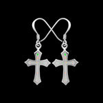 925 Sterling Silver Cross Earrings, Opal Cross Earrings, Christian Earrings