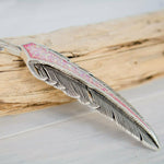 Feather Earrings • Pink Opal • 925 Sterling Silver • Navajo Handmade