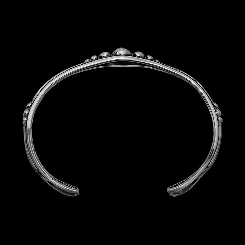 Sterling Silver Cuff Bracelet with Seven Silver Pearls