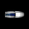 Size 11-925 Sterling Silver Rectangular Azurite Chip Ring, Sawtooth Accent Border Design, Handmade Gemstone Jewelry, Statement Birthstone Band