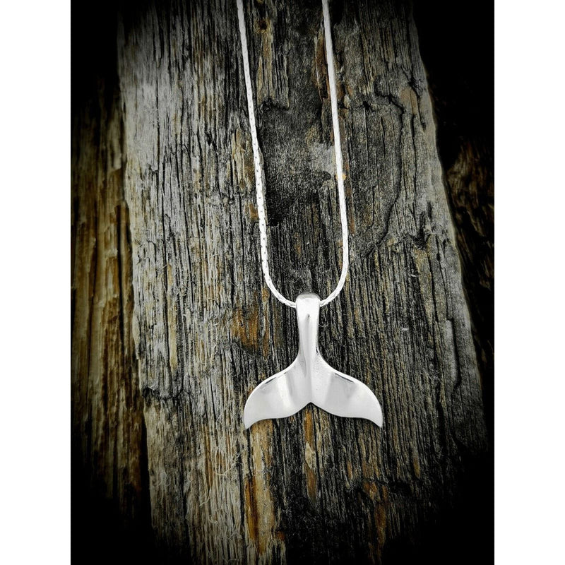 Sterling Silver Whale Tale Beach Ocean Pendant