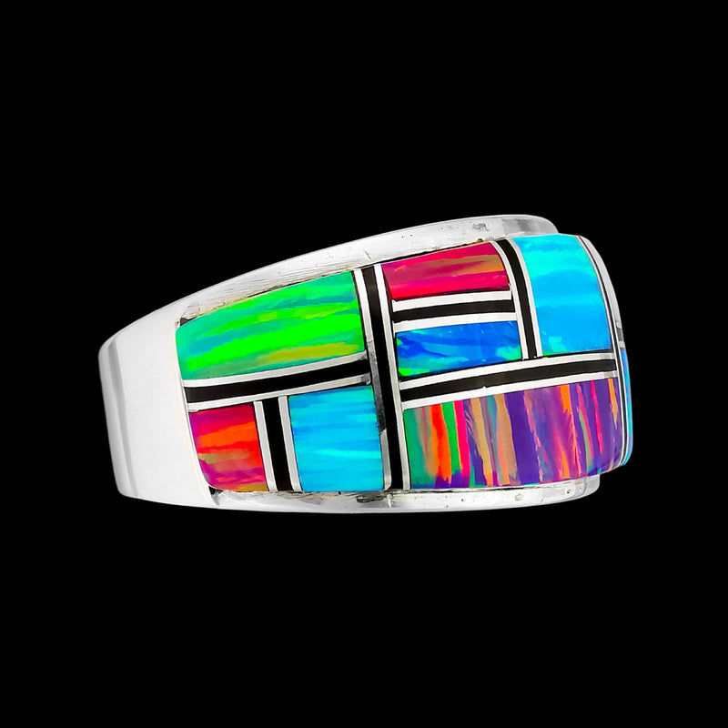 Navajo Opal Inlay Ring • 925 Silver • Indigenous Artistry • Southwest Style • Edward Johnson