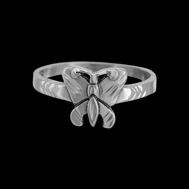 Butterfly Ring, Everlasting Life Ring, Navajo Ring, Native American Handmade Jewelry, Diamond Butterfly Ring, Size 6 Ring