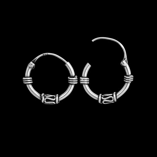 Bali Style 925 Sterling Silver Huggie Earrings - 14mm Full Hoops