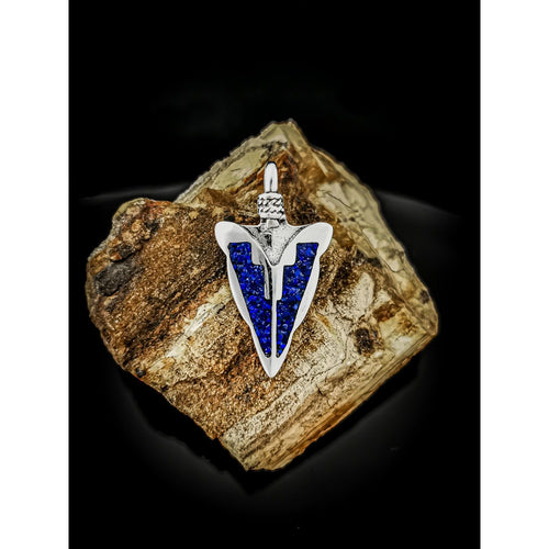 925 Sterling Silver Arrowhead Pendant with Lapis Lazuli • Navajo Handmade • Native American