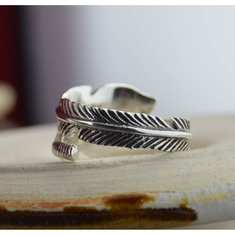 Sterling Silver adjustable feather band Ring