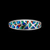 Size 8-925 Sterling Silver & Mixed Stone Mosaic Band, Abstract Gemstone Band, Handcrafted Birthstone Jewelry