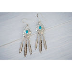 925 Silver Dreamcatcher Earrings • Turquoise Feather • Native American