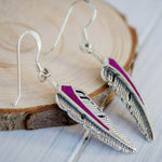 Bird Feather Earrings • 925 Sterling Silver • Handcrafted Feather Dangle Earrings