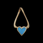 Gold Heart Pendant, 14kt Gold Heart, Gold and Turquoise Heart Pendant