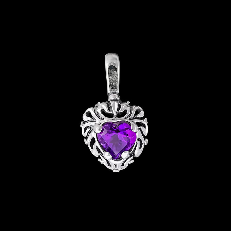 925 Sterling Silver Heart Pendant, Amethyst Pendant, Amethyst Heart Pendant, Amethyst Jewelry