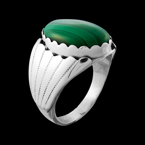 Navajo Malachite Ring • Navajo Native American • 925 Silver • Handmade by Grace Smith • Size 10.25