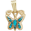 Gold Butterfly Pendant, Turquoise Butterfly pendant, 14Kt Gold Butterfly, Navajo Made Pendant