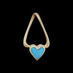 Gold Heart Pendant, 14kt Gold Heart, Gold and Turquoise Heart Pendant