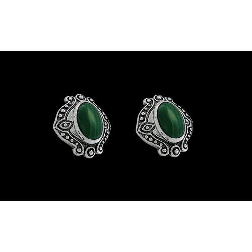 Malachite Wedding Earrings • 925 Sterling Silver • Handcrafted Bridal Jewelry