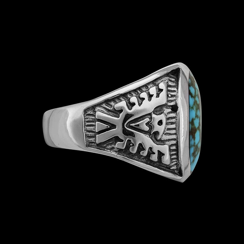 Sierra Nevada Turquoise Ring, Thunderbird Ring, 925 Sterling Silver Ring, Navajo Ring, Native American Handmade Jewelry, Turquoise Ring