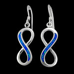Sterling Silver Infinity dangle earrings with blue opal inlay