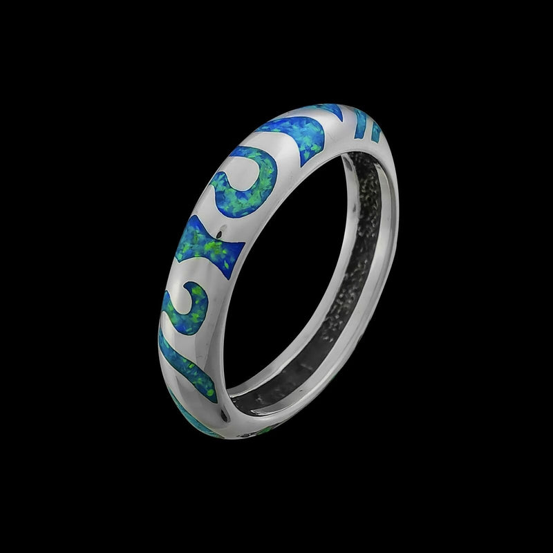 Tribal Ring, 925 Sterling Silver ring, Opal ring, Blue Opal ring