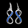 Sterling Silver Infinity dangle earrings with blue opal inlay