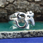 Wide band sterling silver ring with OM design in sizes 6, 7, 8, 9, 10