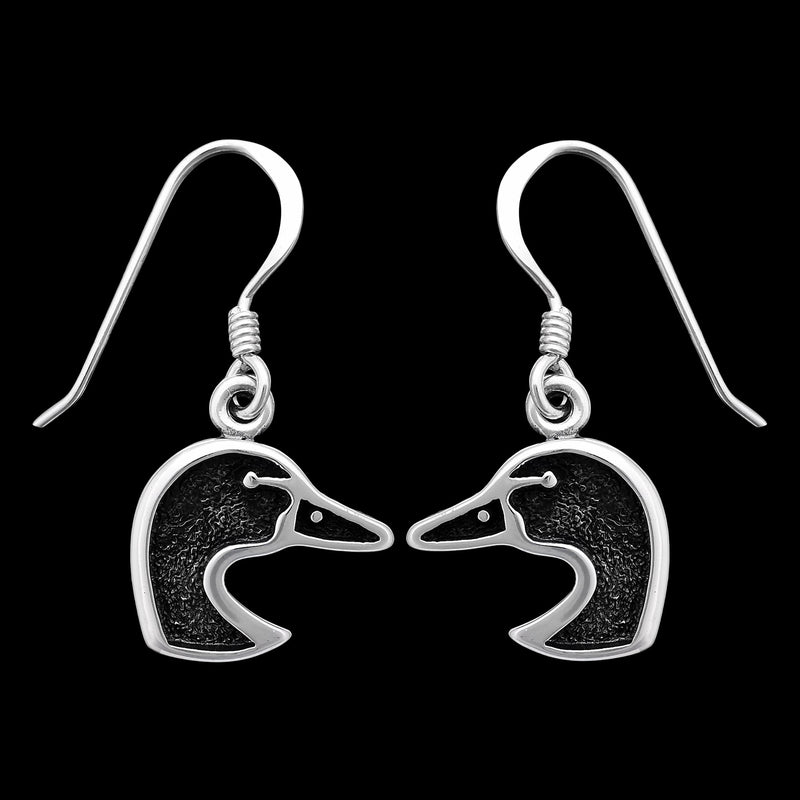 Navajo Handcrafted Duck Earrings • 925 Sterling Silver • Dangle Earrings • Pet Duck• Duck Hunting