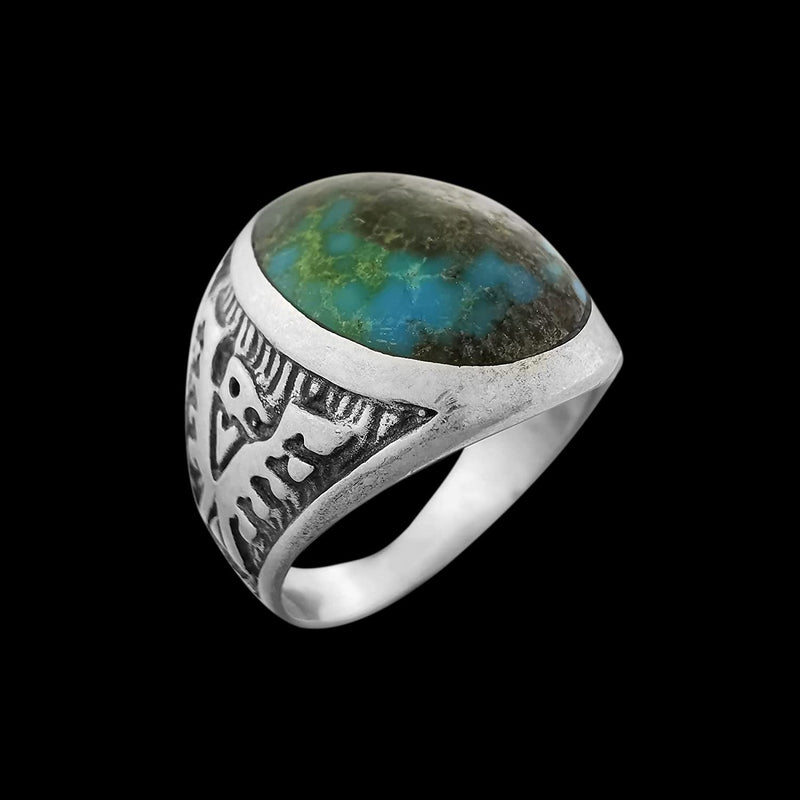 Morenci Turquoise Ring, Thunderbird Ring, 925 Sterling Silver Ring, Navajo Ring, Native American Handmade Jewelry, Turquoise Ring