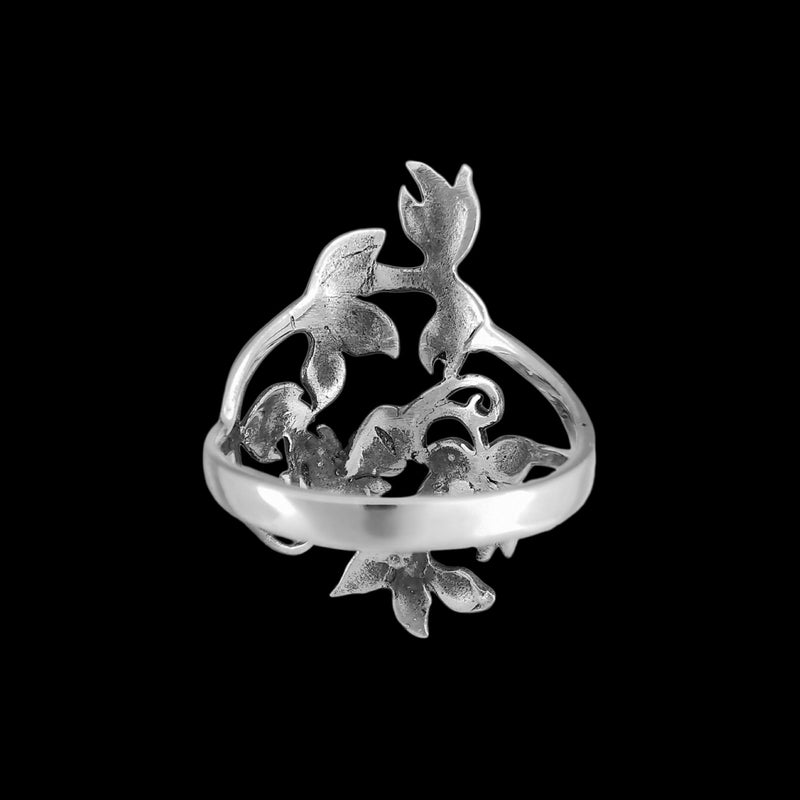 925 sterling silver ring with detailed flowers