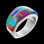 Navajo Opal Inlay Ring • 925 Silver • Indigenous Artistry • Southwest Style • Edward Johnson