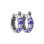 925 Sterling Silver Swirling Tribal Hoop Earrings (Pink Opal)