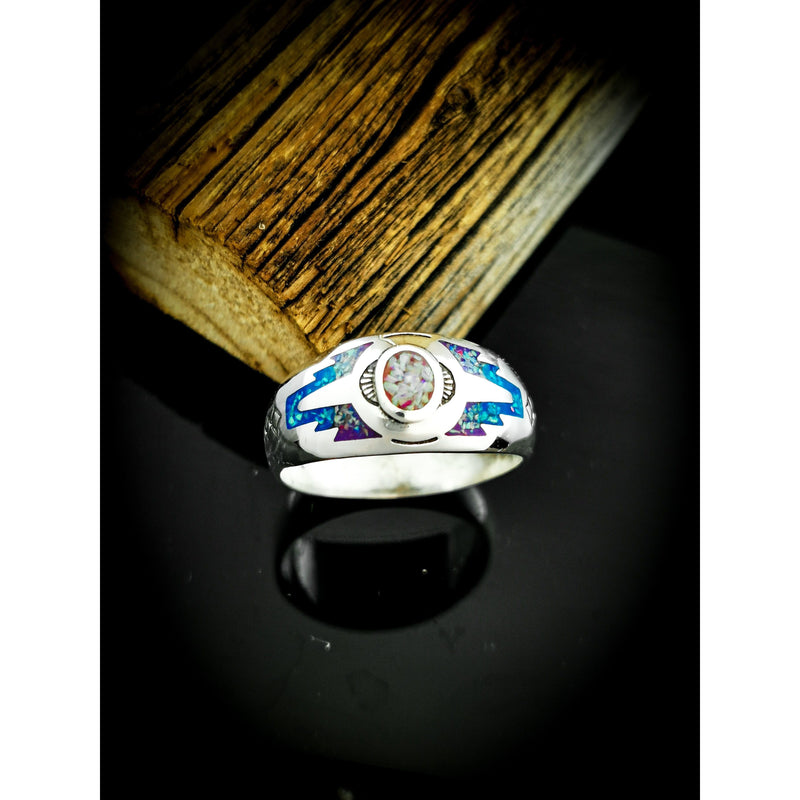 Southwestern Navajo Handmade Ring • Opal Ring • Native American Style • 925 Sterling Silver